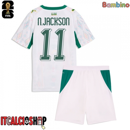 Senegal Nicolas Jackson #11 Prima Maglia Bambino Mondiali 2026 Manica Corta (+ Pantaloni corti)